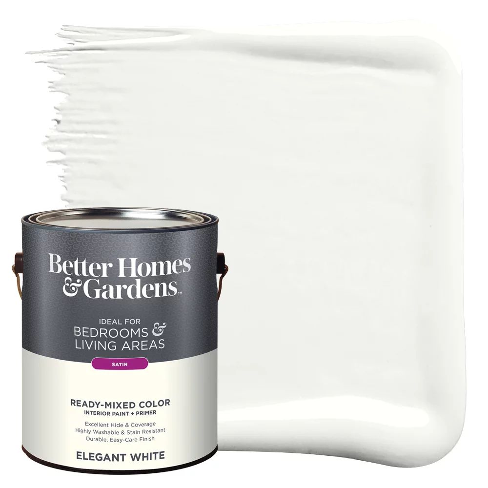 Better Homes & Gardens Interior Paint and Primer, Elegant White / White, 1 Gallon, Satin - Walmar... | Walmart (US)
