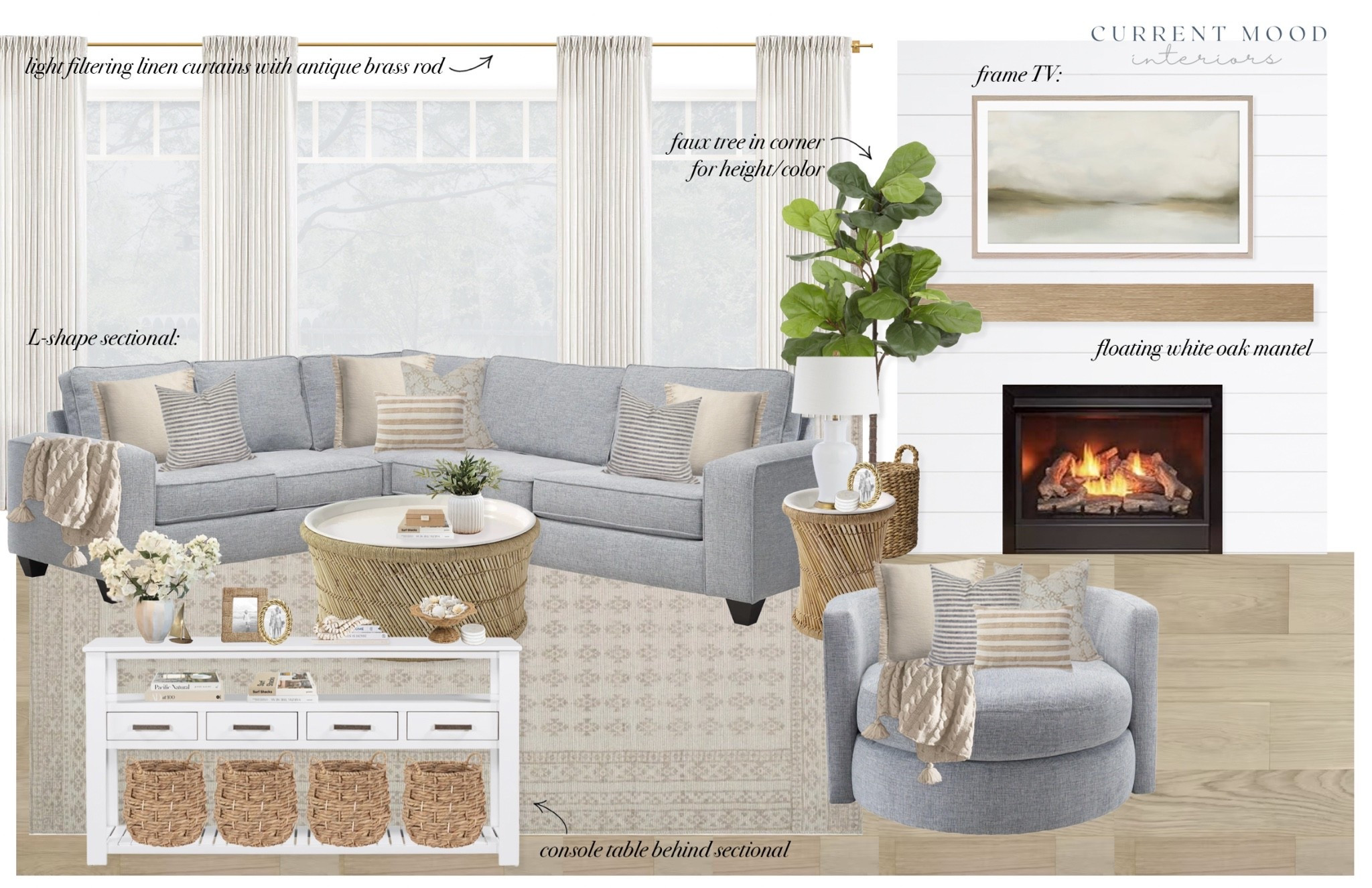 #moodboardmonday featuring this Casual-Coastal Living Room Design ✨
#coastalhome #familyroom #neutralhome

#LTKHome