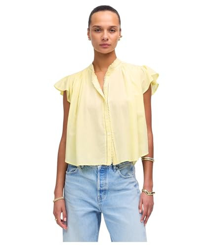 Madewell Women's Alana Top in Cotton Viscose Voile, Iced Lemon | Amazon (US)