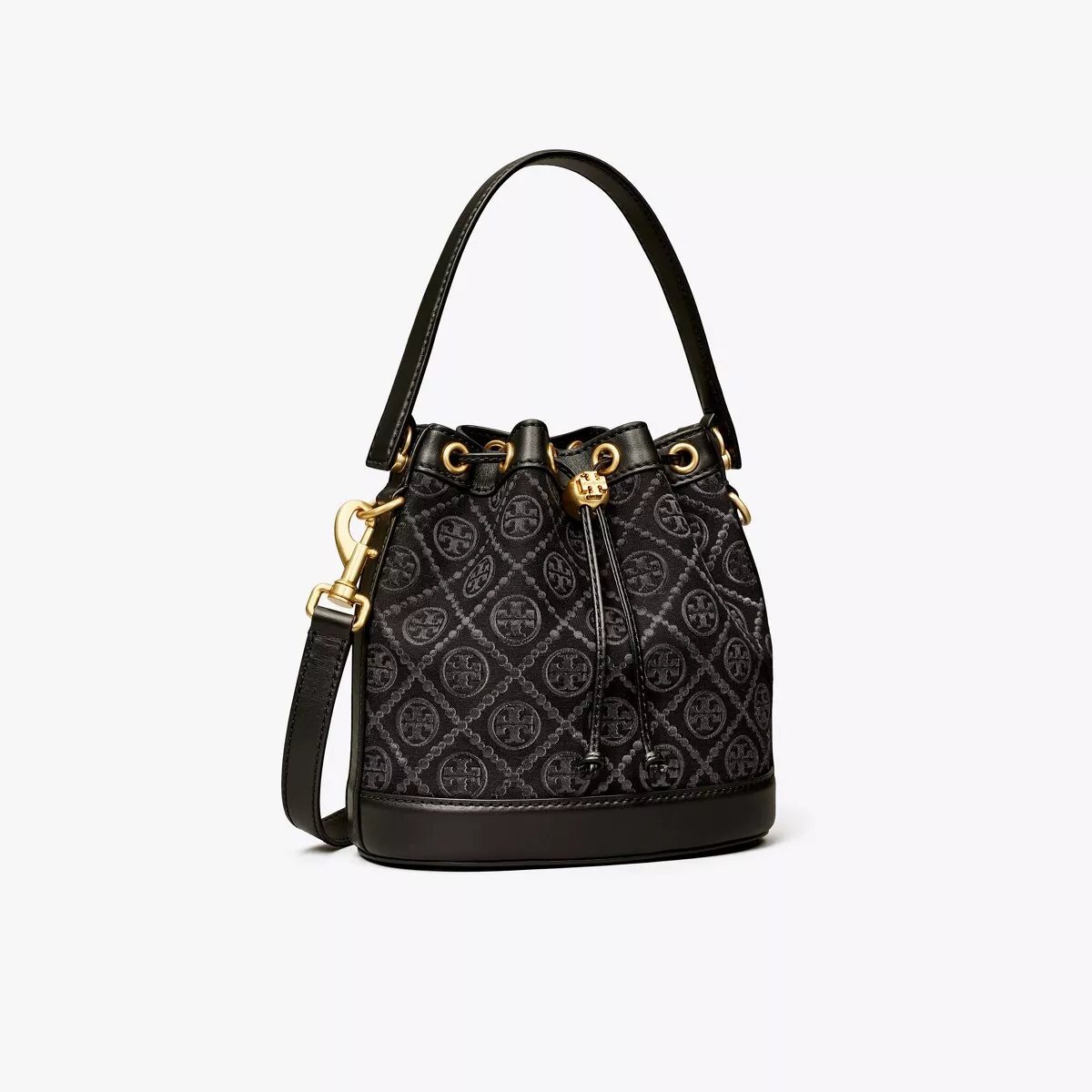 Tory Burch T Monogram Eyelet Bucket Bag in Metallic