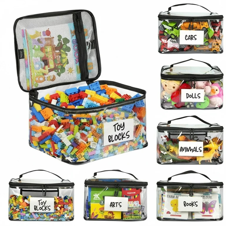 HBK 6 Pack Clear Toy Storage Bags with Handles, Zippered Organizer Bins for Puzzles Board Games L... | Walmart (US)