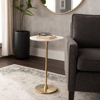 13 in. Gold Metal Round End Table | The Home Depot
