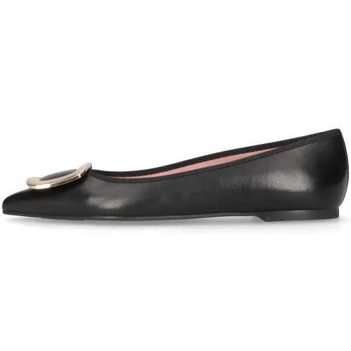 Pretty Ballerinas Pointed Toe Buckle Ballet Flat in Black at Nordstrom, Size 39.5 | Nordstrom