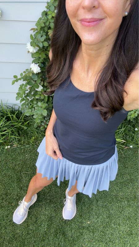 Weekend uniform. Skirt runs small, so order up. I’m in a medium. Tank runs TTS and comes in two styles. I prefer the style with the built-in bra.

#LTKfindsunder100 #LTKfindsunder50 #LTKfitness