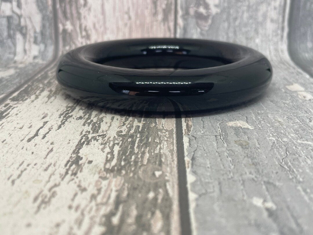 Black Chunky Plastic Tube Bangle Vintage Costume Jewellery for Women - Etsy UK | Etsy (UK)