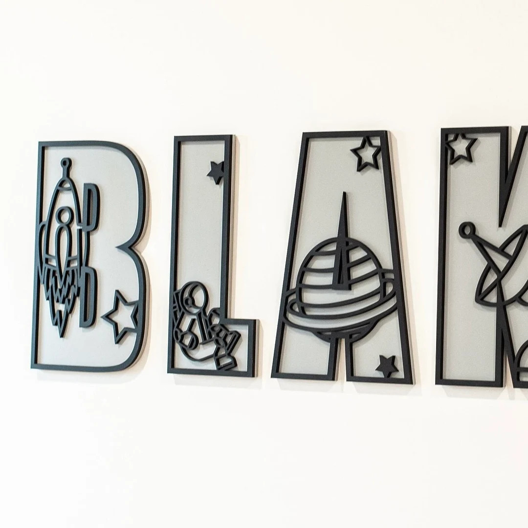 Outer Space Nursery Name Sign: Layered Galaxy Decor - Etsy | Etsy (US)