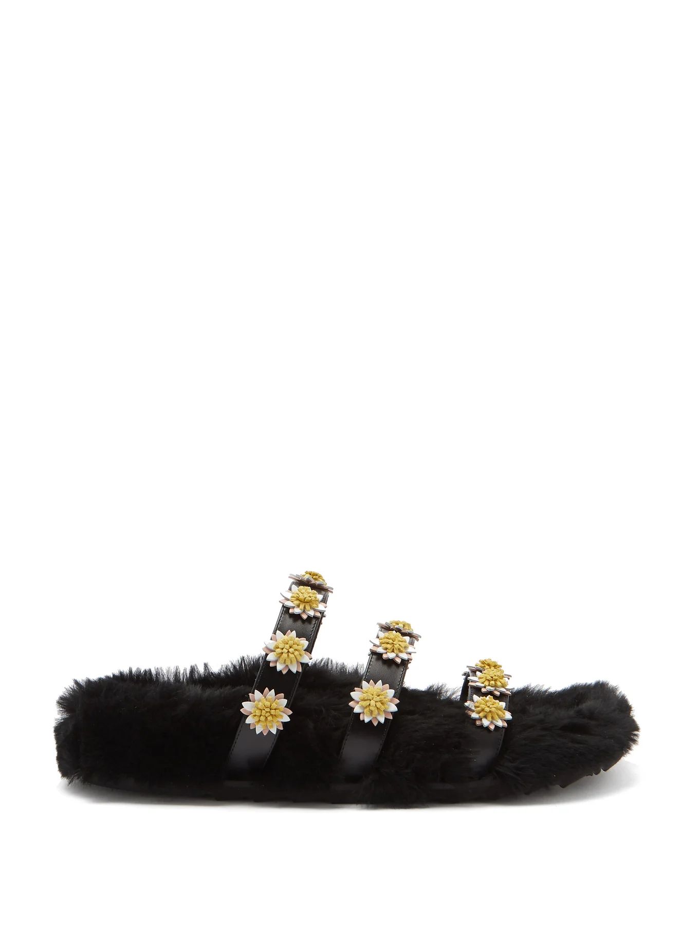 Berkley daisy-appliqué shearling-lined slides | Fabrizio Viti | Matches (UK)