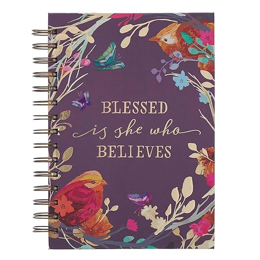 Inspirational Spiral Journal Notebook for Women Blessed Is She Who Believes Birds/Floral Eggplant... | Amazon (US)