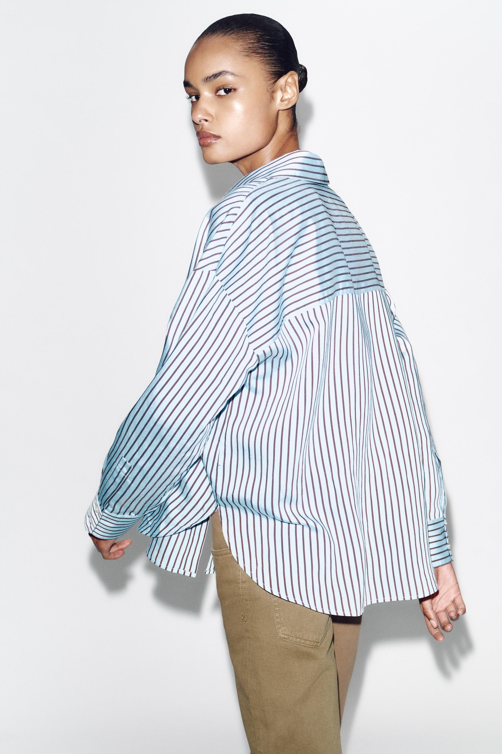 OVERSIZE STRIPED POPLIN SHIRT | Zara UK