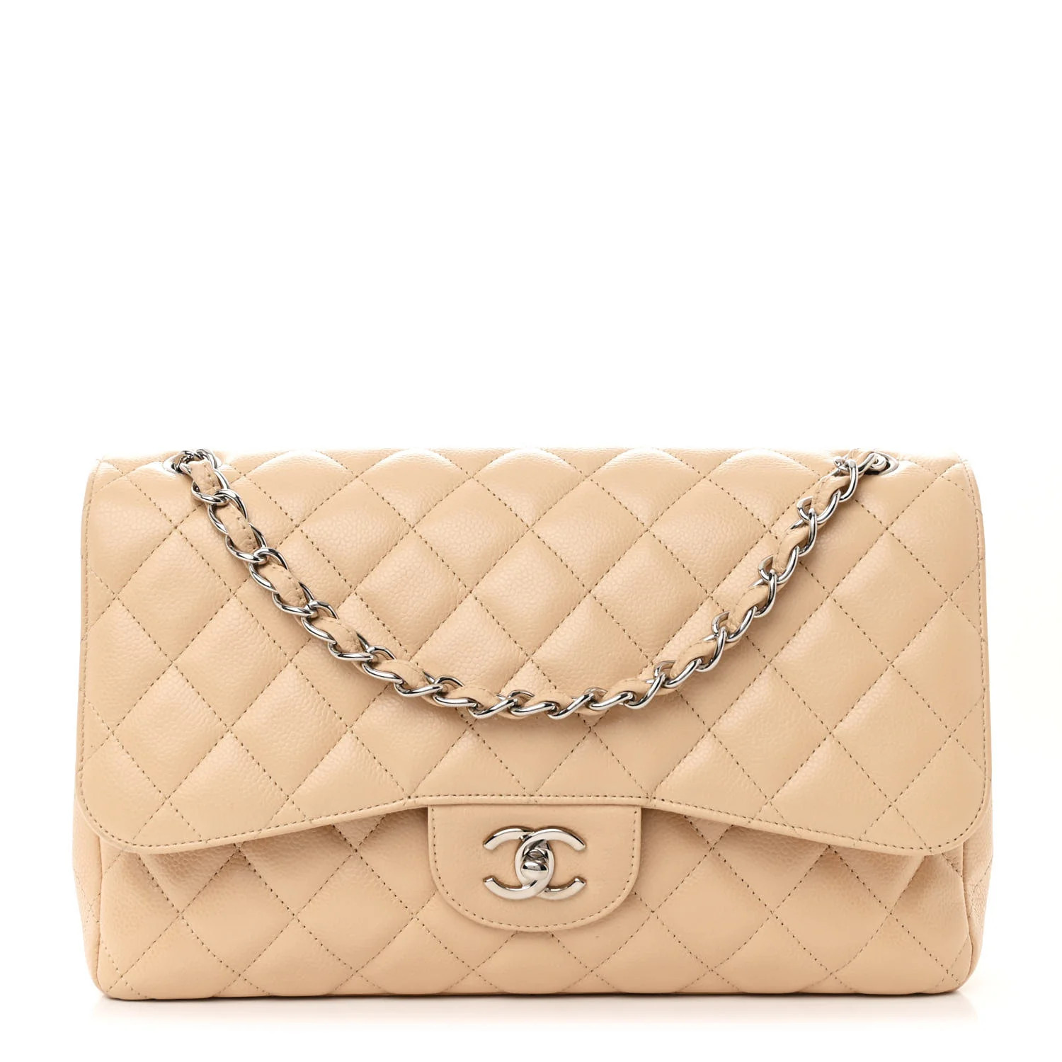 Chanel Caviar Quilted Jumbo Double Flap Beige 1630747 | FASHIONPHILE (US)