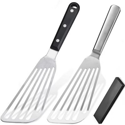 ATTOP Fish Spatulas Stainless Steel, Kitchen Metal Spatulas with Flexible Thin Slotted Angled Blade, Silver | Target