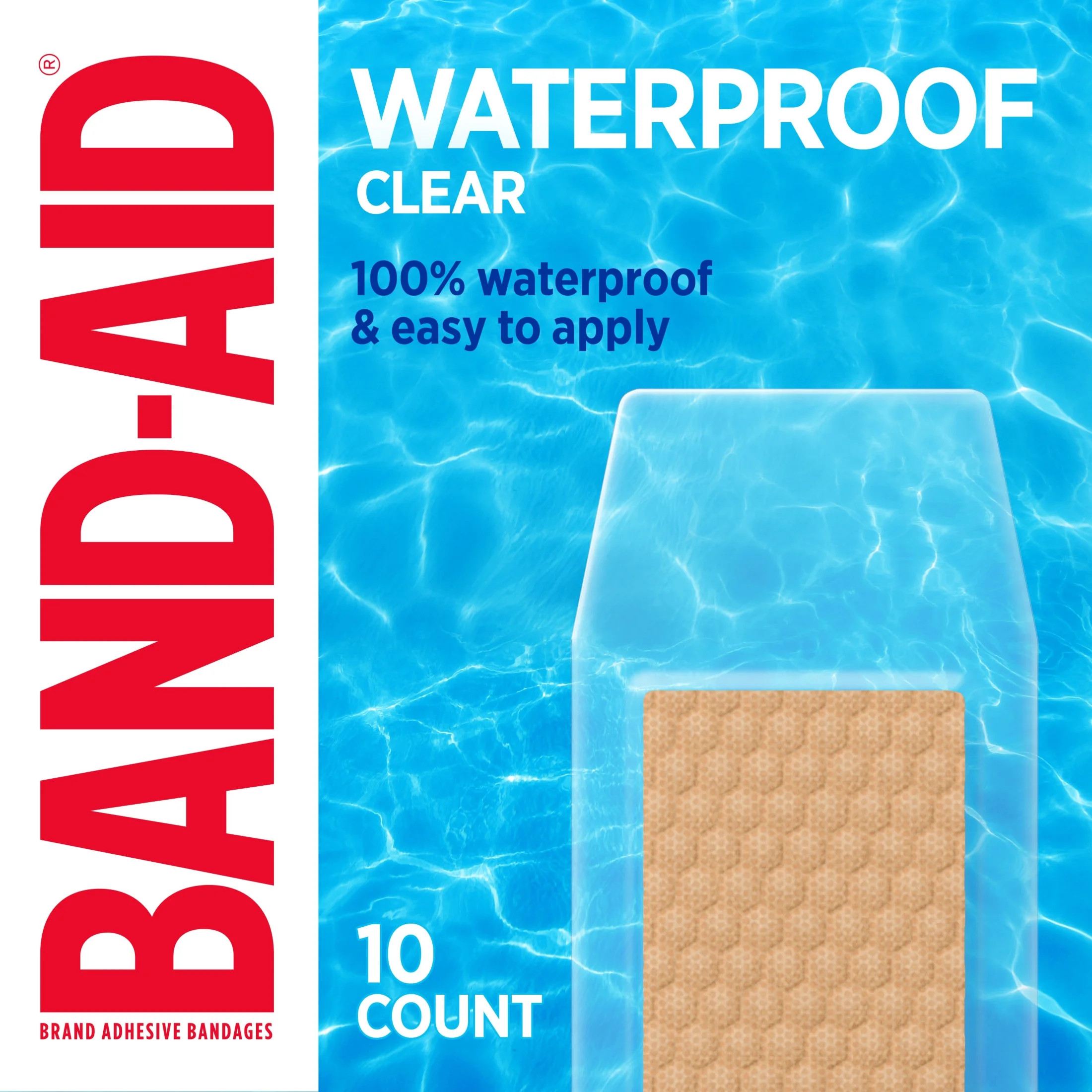 BAND-AID Brand Clear Waterproof Adhesive Bandages, Large, 10 Ct | Walmart (US)
