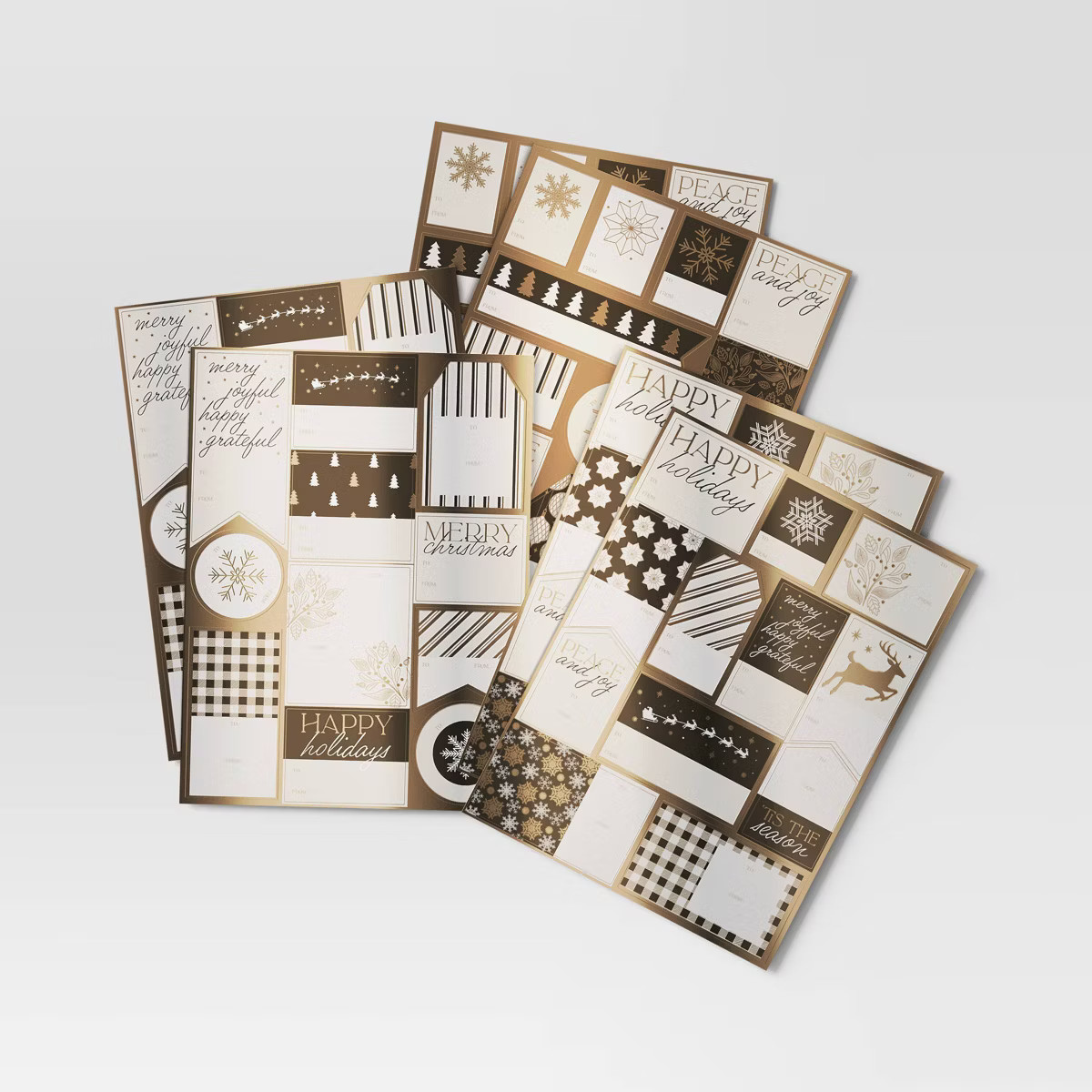 70ct Christmas Modern Warmth Peel and Stick Gift Tags White/Black/Gold - Wondershop™ | Target