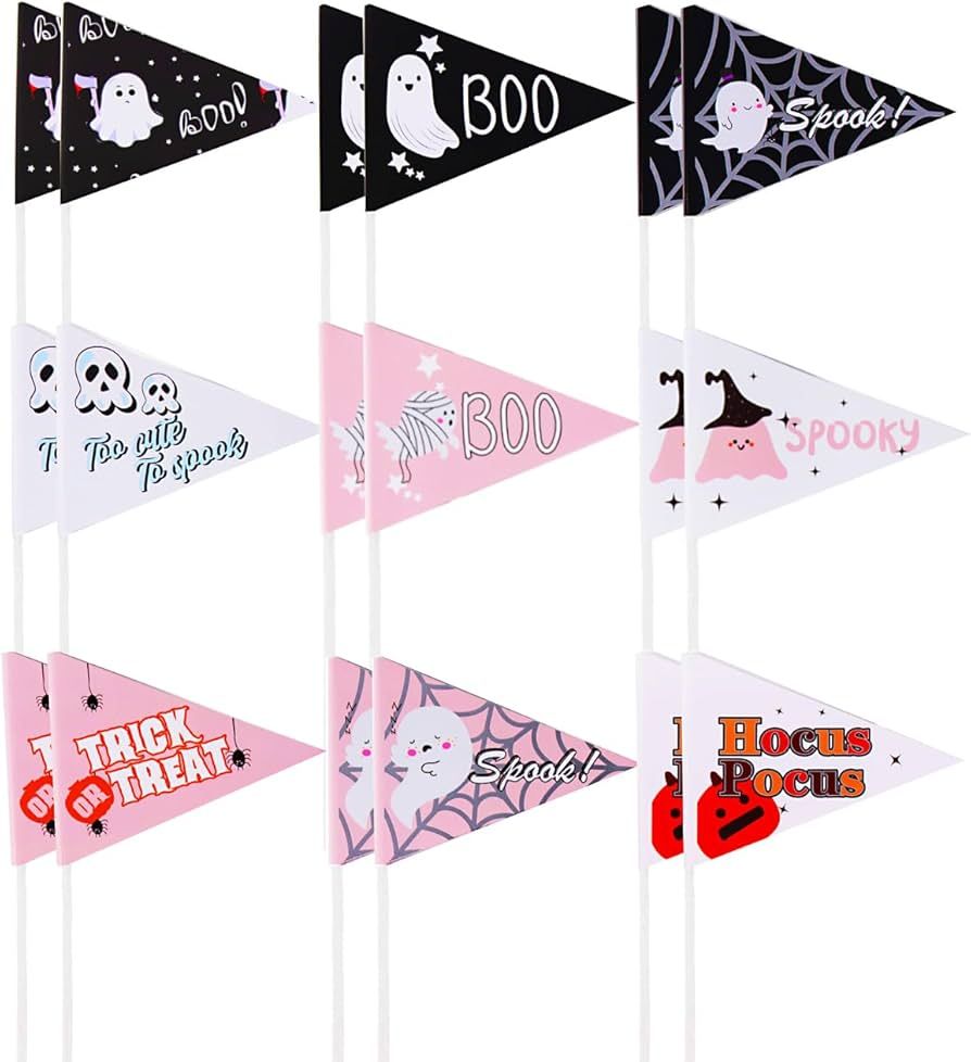 18Pcs Ghost Boo Halloween Flags Halloween Pennant Paper Flags- Perfect for Halloween Decorations ... | Amazon (US)