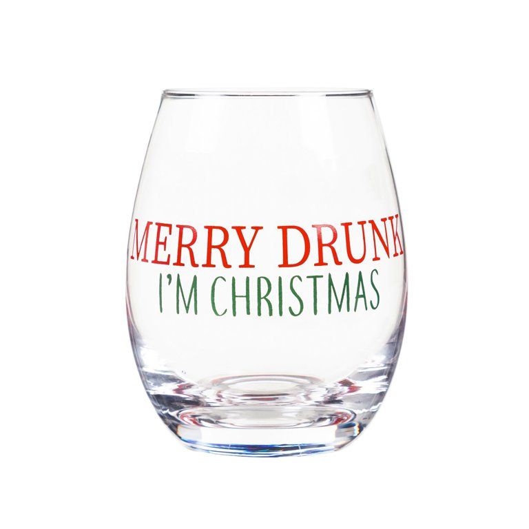 Stemless Wine Glass w/box, 17 OZ, Merry Drunk, I'm Christmas | Walmart (US)