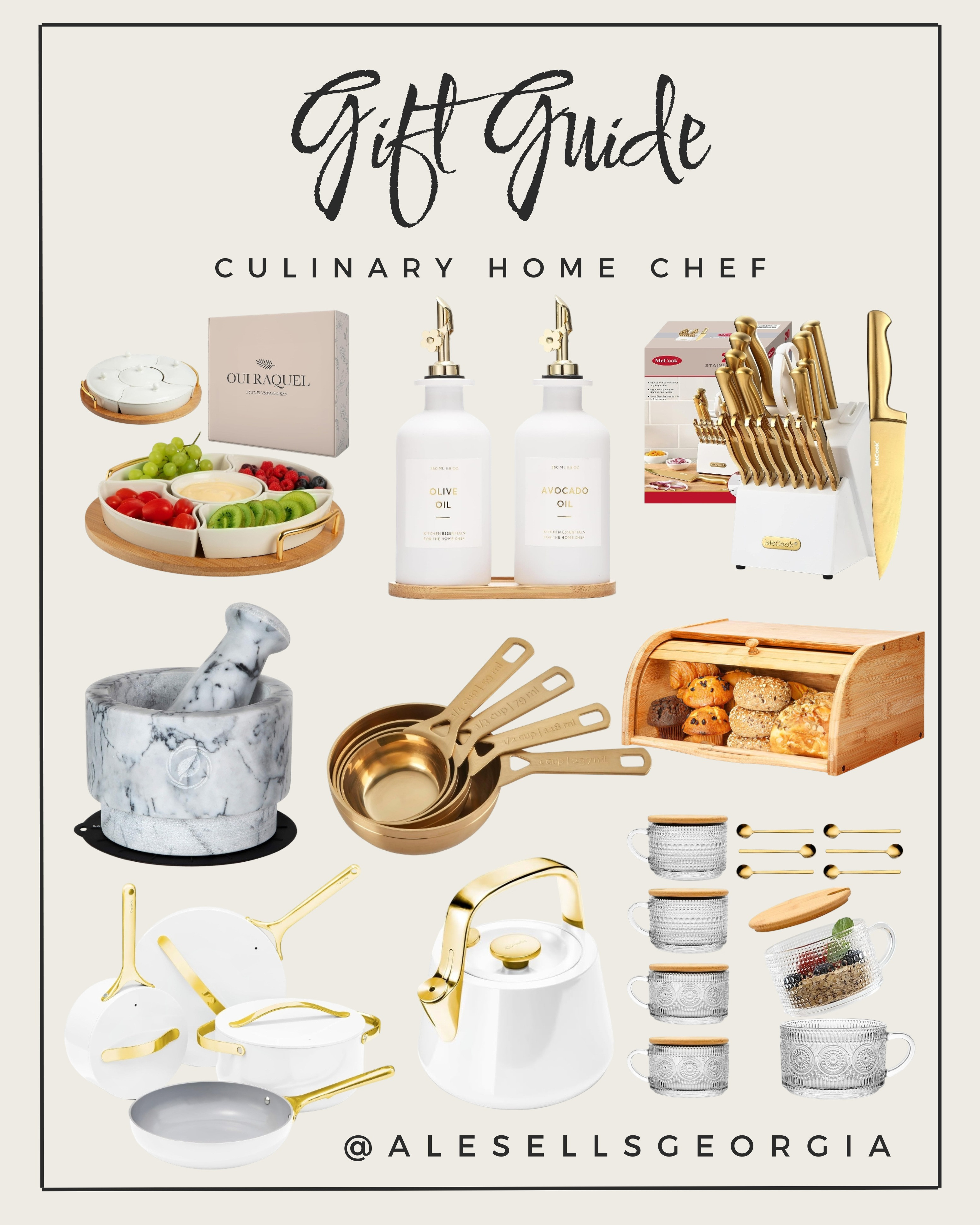 👩‍🍳 Gift Guide for the Culinary Home Chef! 🔪 Elevate their kitchen with stunning gold and white cookware, a stylish marble mortar and pestle, chic measuring cups, and elegant serving pieces.

#HomeChef #KitchenGifts #Cooking 

 #LTKGiftGuide #LTKHoliday #LTKSaleAlert