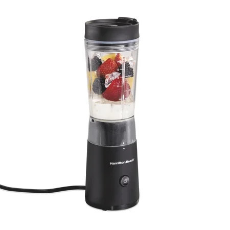 Hamilton Beach Personal Blender, 14 oz BPA-Free Jar 300 W Portable Blender for Shakes and Smoothies with Leakproof Lid, Black | Walmart (US)