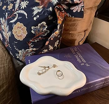 conviv Ceramic Jewelry Tray,Perfume Trinket Dish,Ring Key Vanity Cute Room Decor Aesthetic,Brides... | Amazon (US)