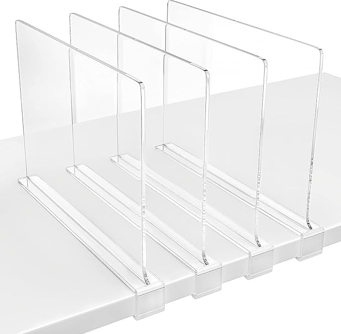 HBlife 4 Pack Shelf Dividers Closet Shelves for Wood Shelves Cabinets Bedroom Organization and St... | Amazon (US)