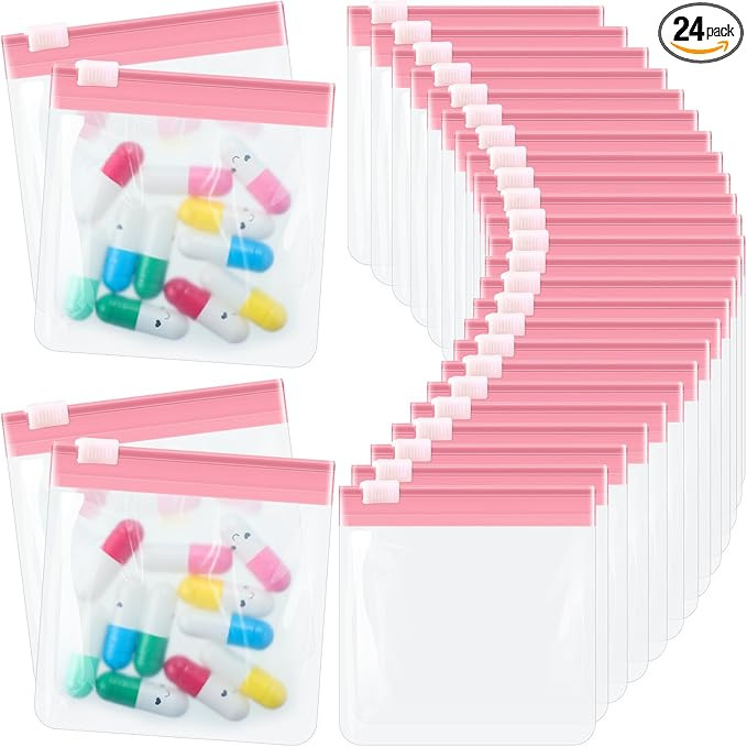 24 Pieces Pill Pouch Bags Zippered Pill Pouch Set Reusable Translucent Medicine Organizer Self Se... | Amazon (US)