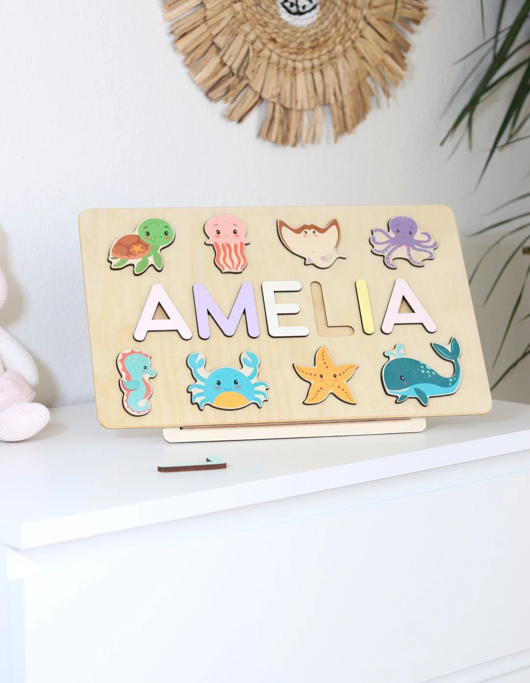 Wooden Name Puzzle Ocean Animals-  Personalized 1st Birthday Gift -  Under the Sea- Baby 1st East... | Etsy (US)