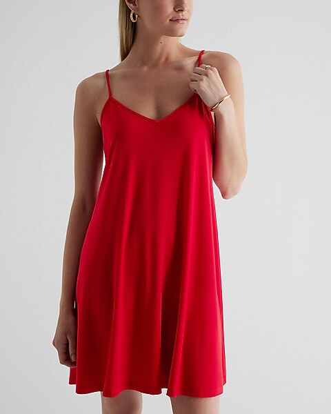 V-Neck Mini Slip Dress Cover Up | Express