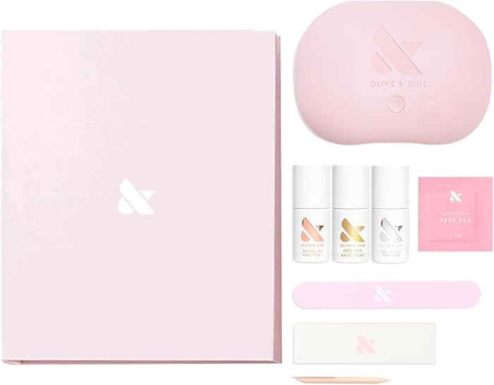Olive & June Gel Starter Kit | Includes Nail Tools, Peel-Off & Gel Base Coats, Top Coat, & LED La... | Amazon (US)