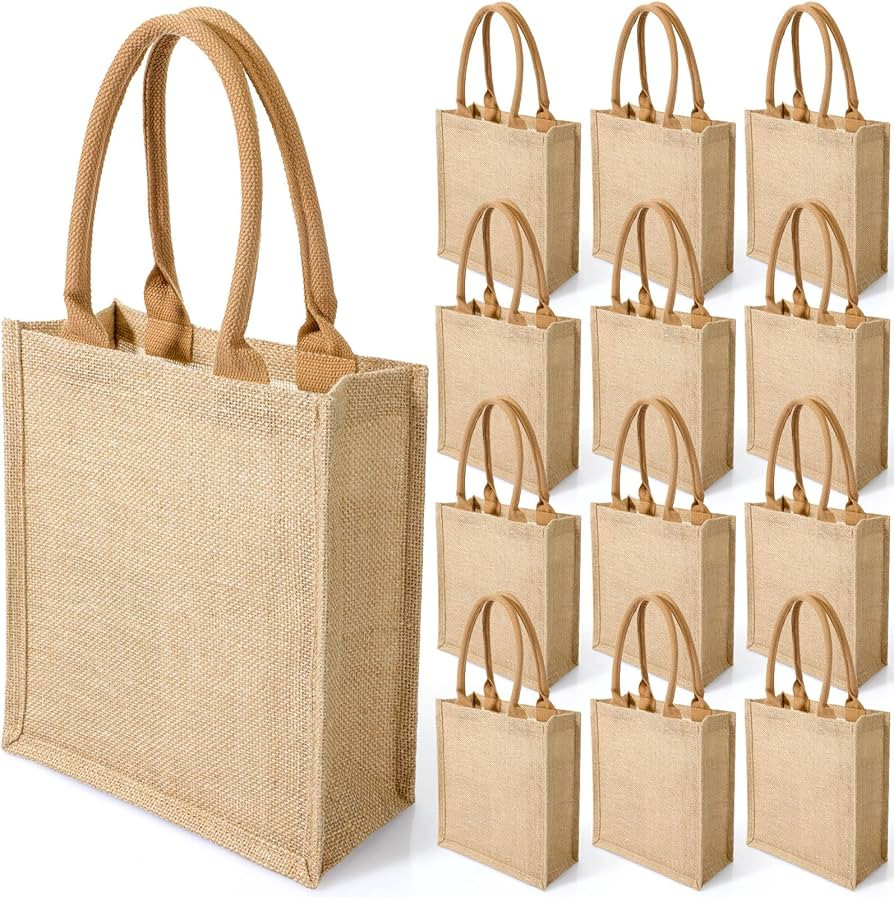 Saintrygo 10 Pcs Burlap Tote Bags Burlap Gift Tote with Handles Reusable Beach Bridesmaid Welcome... | Amazon (US)