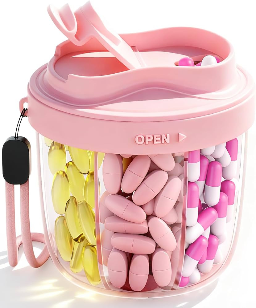 Pill Organizer with 7 Compartments, Pill Dispenser Case for Holding 7 Different Vitamins, Anti-Mi... | Amazon (US)