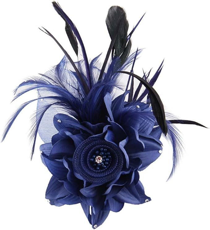 Women's Fascinator Feather Flower Hair Clip Pin Brooch Corsage Bridal Hairband Derby Hat Cocktail... | Amazon (US)