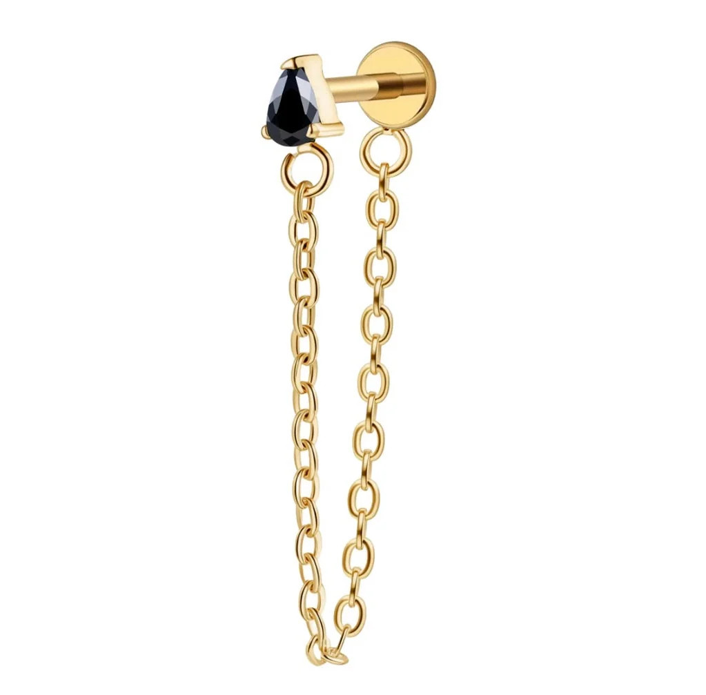 Sassy Onyx Chain Flat Back | Pierced by Ash Design