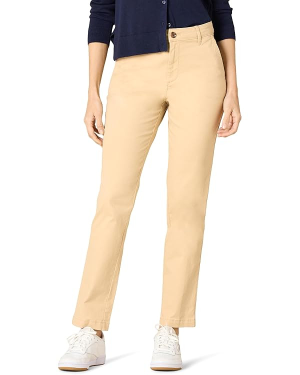 Amazon Essentials Womens High-Rise Slim-Fit Full-Length Straight-Leg Khaki Pant | Amazon (US)