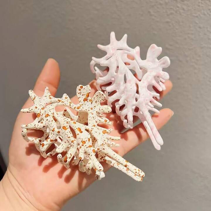 2pcs Seashell Hair Claw Clips, Pink & Yellow Large Hairpins, Elegant Hair Accessories For Updo Ha... | SHEIN