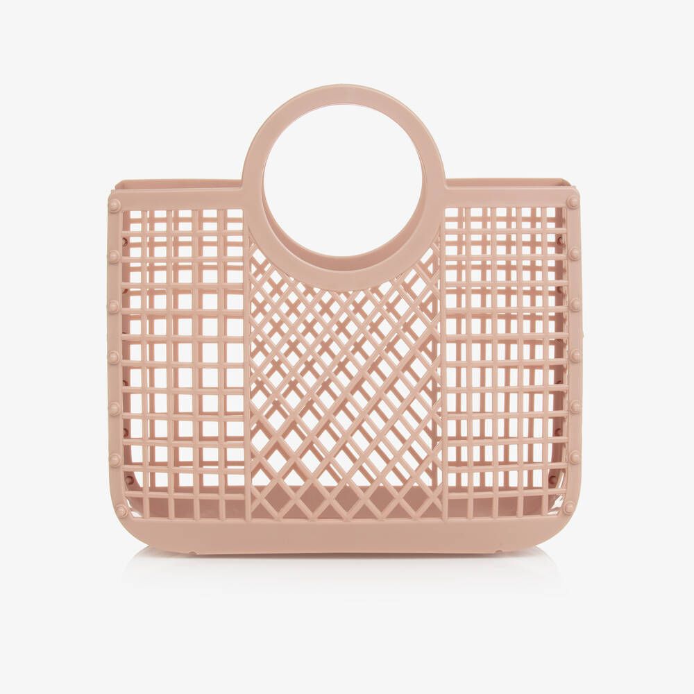Girls Rose Pink Basket Bag (23cm) | Childrensalon