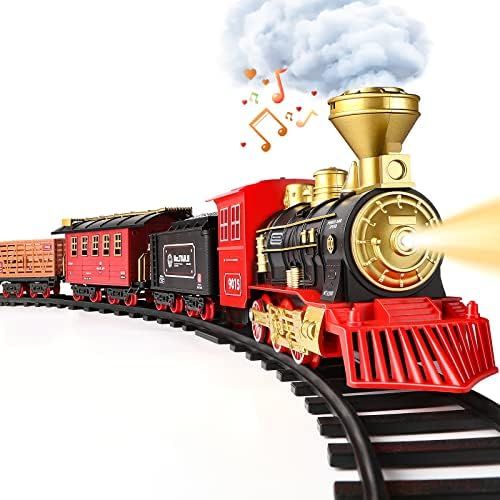 Amazon.com: Hot Bee Train Set - Electric Train Toy for Boys Girls w/ Smokes, Lights & Sound, Rail... | Amazon (US)