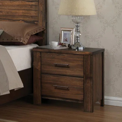 Oak Wooden Nightstand With 2 Drawers For Bedroom Warmth Bedroom, In Luminous Oak Finish | Wayfair North America