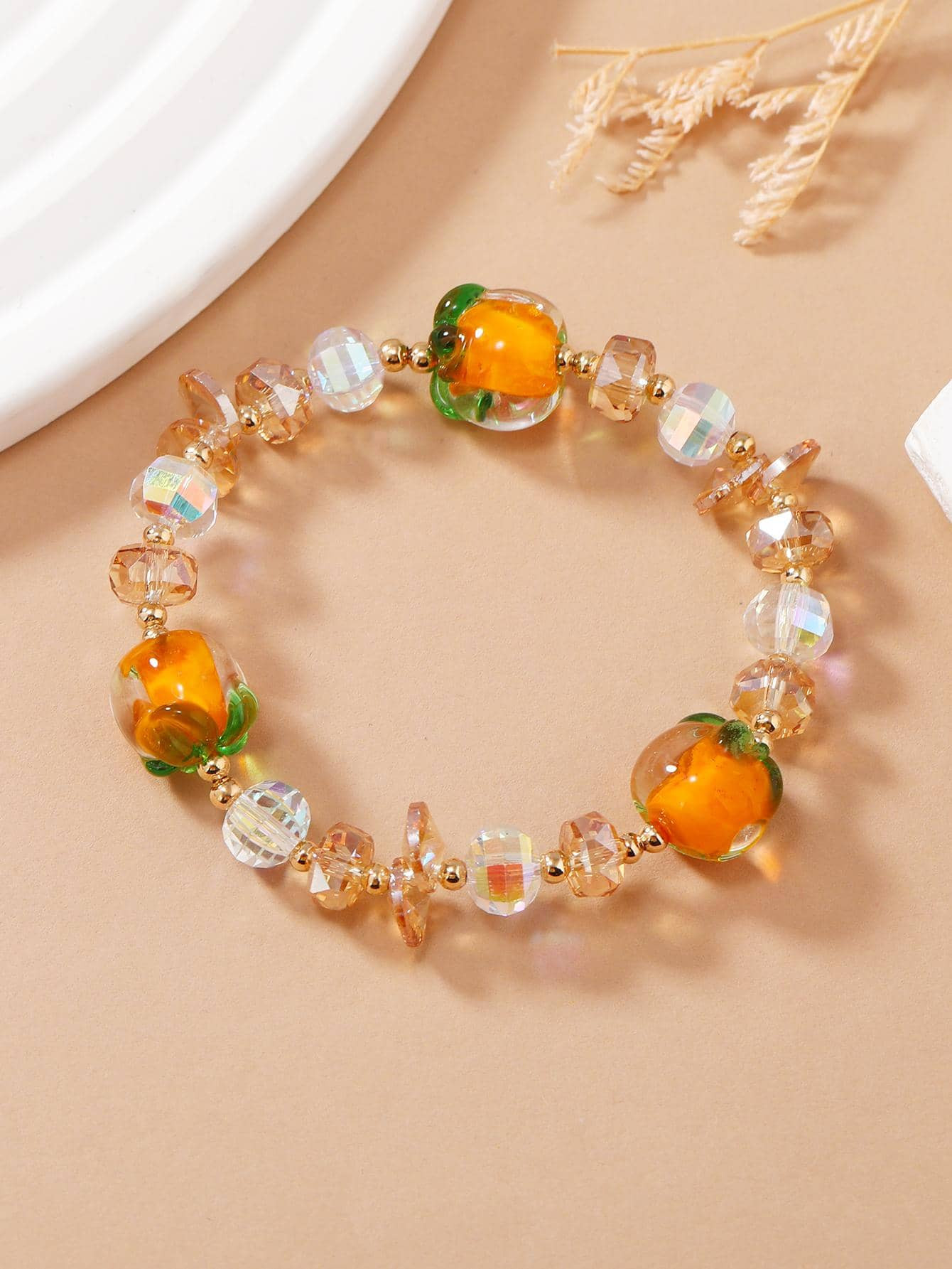 1pc Boho Persimmon Decor Beaded Bracelet For Women For Gift | SHEIN