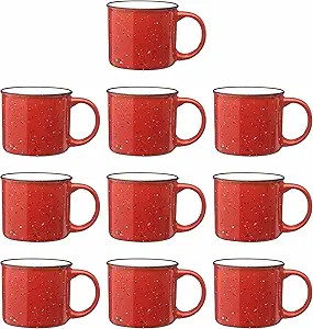 DISCOUNT PROMOS Ceramic Campfire Mug 13 oz. Set of 10, Bulk Pack - Speckled Camping Tea Cups - Re... | Amazon (US)