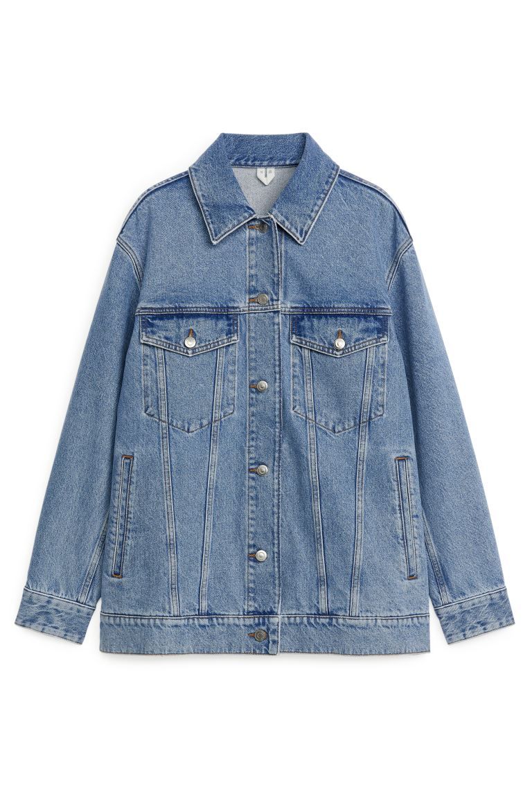 Oversized Denim Jacket - Washed Blue - Ladies | H&M GB | H&M (UK, MY, IN, SG, PH, TW, HK)