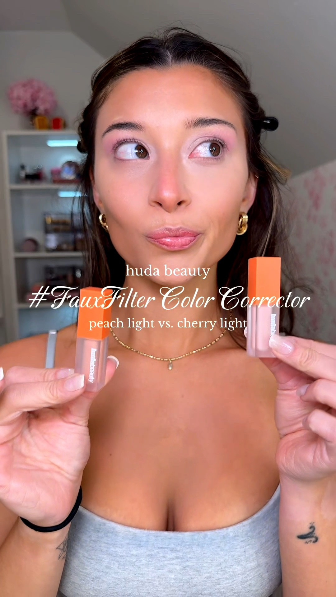 Huda beauty color corrector in peach light vs cherry light on light-medium skin tone

#LTKgrwm #LTKootd #LTKBeauty
