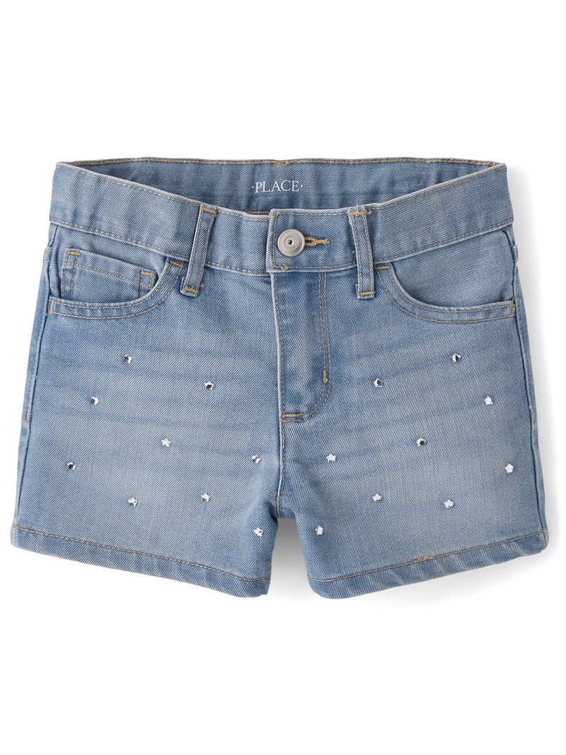 The Children's Place Girls Pull On Rhinestone Star Shortie Jean Shorts, Sizes 4-16 | Walmart (US)