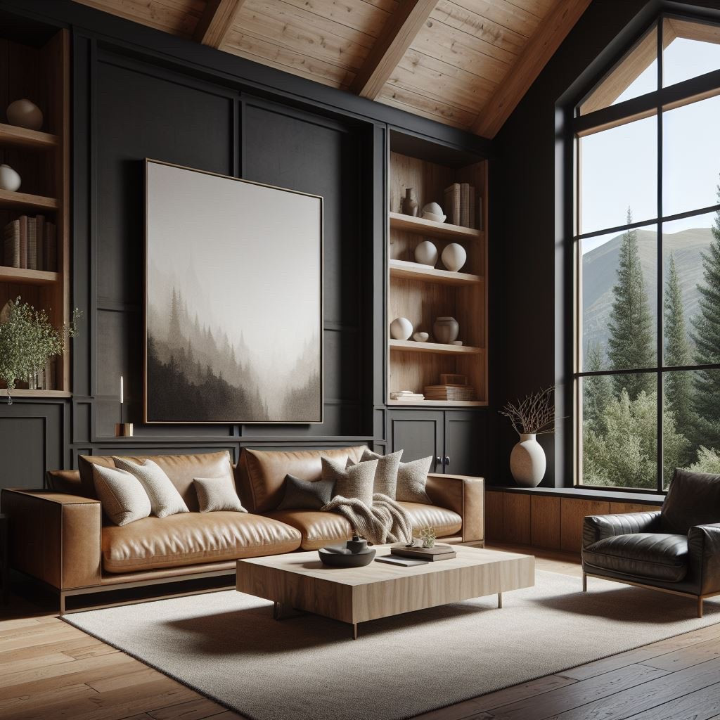 details make this space stand out 🖤 dark paint, warm wood, ceiling treatments, neutral/earthy elements & built-ins 🤌🏼

#LTKHome