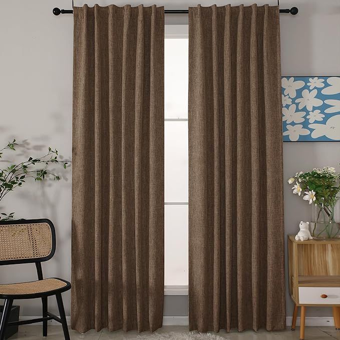 52 x 84 Inch Linen Bamboo Knots Texture Blackout Curtains - 100% Light Blocking, Noise Reducing T... | Amazon (US)