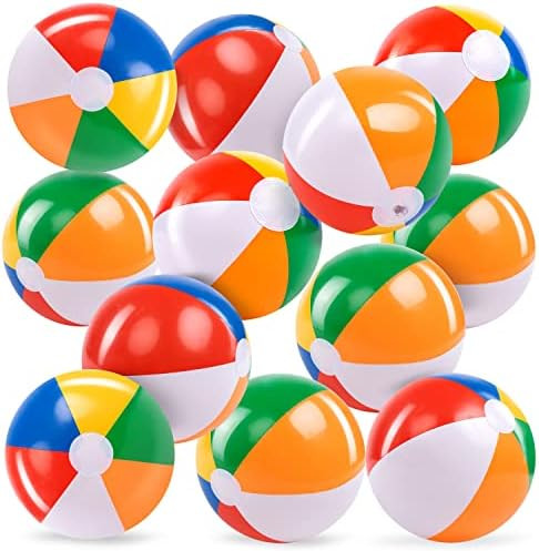JOYIN Rainbow Beach Balls(12 Pack), 12'' Inflatable Swimming Pool Toys for Summer Water Games Kid... | Amazon (US)