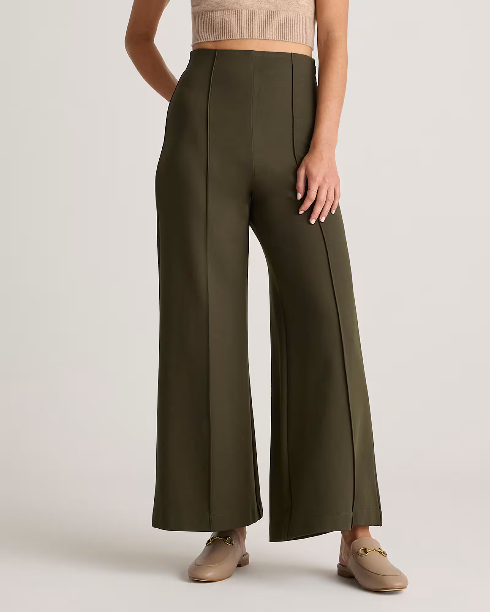 Ultra-Stretch Ponte Super Wide Leg Ankle Pants | Quince