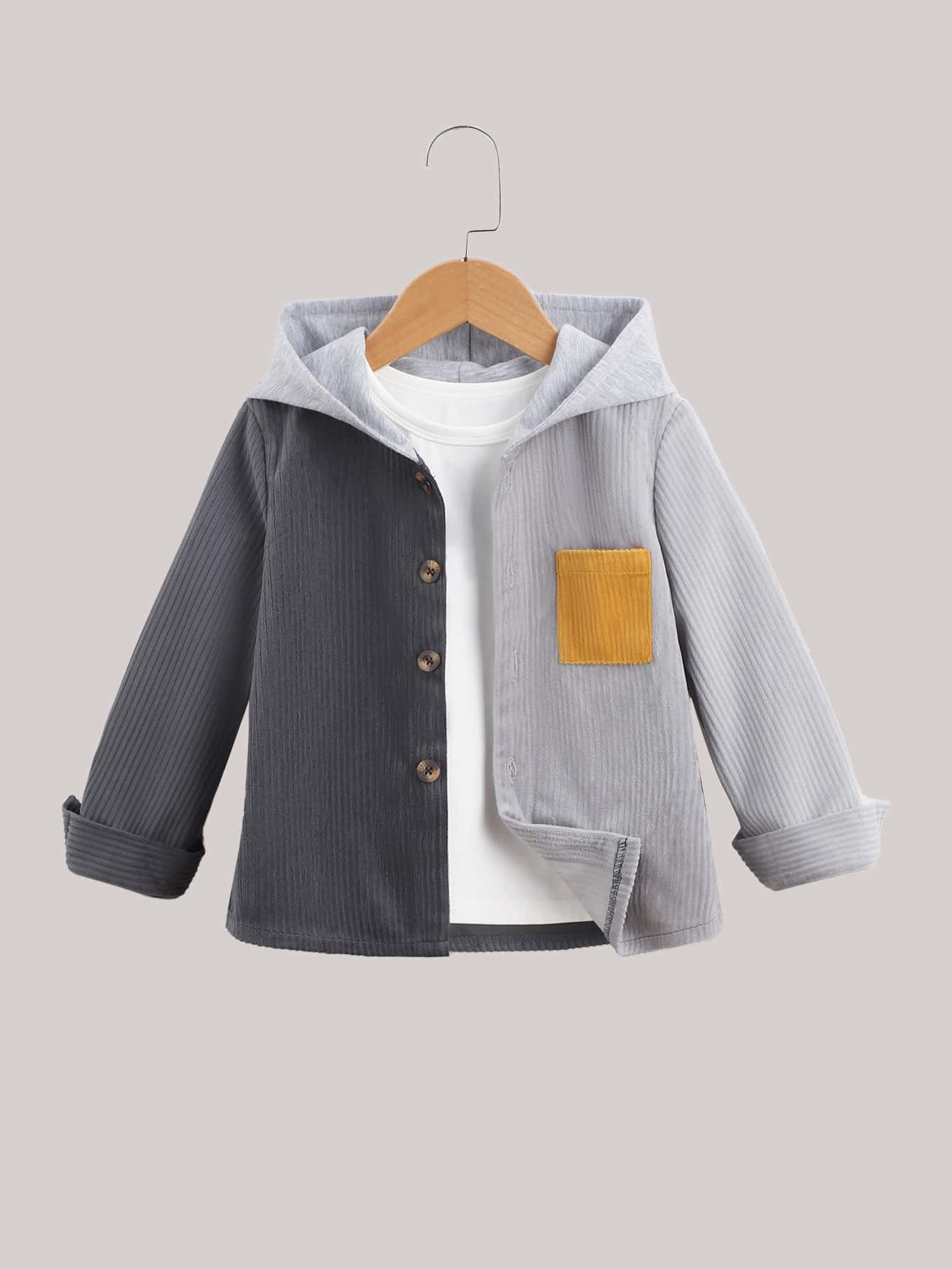Toddler Boys Colorblock Hooded Shirt Without Tee | SHEIN