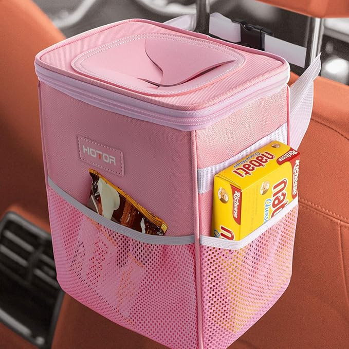 HOTOR Car Trash Can with Lid and Storage Pockets, 100% Leak-Proof Car Organizer, Waterproof Car G... | Amazon (US)
