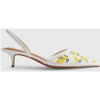River Island Womens White Lemon Embroidered Court Heels | River Island UK & IE