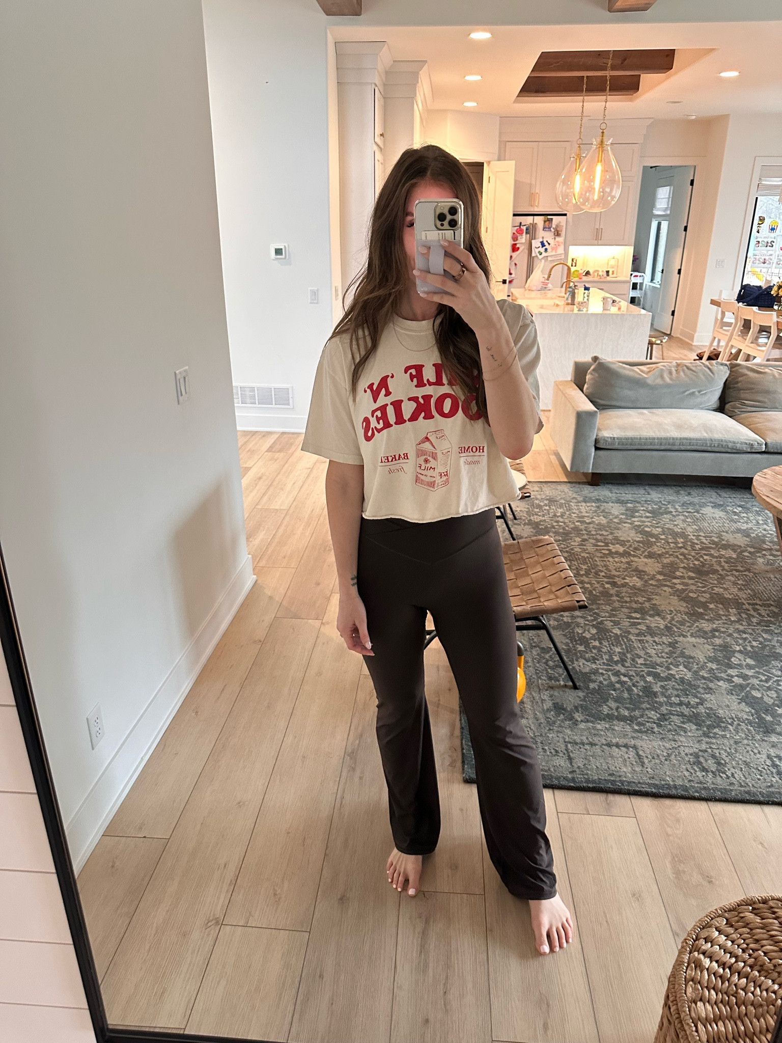 Love these comfy flare pants. They have a v cross front and come in several lengths. Shirt is hubs and hers 

#LTKStyleTip #LTKFindsUnder50 #LTKMostLoved
