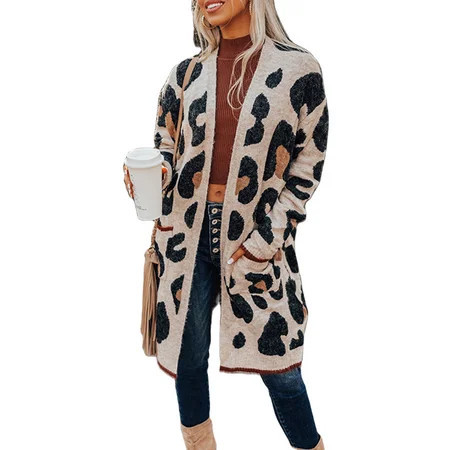 Fashionable and Versatile: Lightweight Knit Leopard Cardigan for All Seasons - [ZhiHiMeRi] | (US 12-14)L Leopard | Walmart (US)
